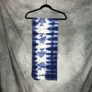 Tie Die Wrap Scarf Cover Up Blue White Fish Beach Swimming Multiway Boho Hippie